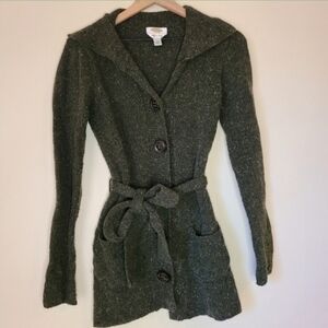 talbots belted green woolblend cardigan